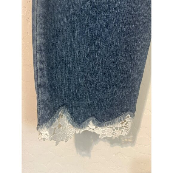 Inc Skinny Leg Regular Fit Jean Lace Hem inset Sz 14P Medium Wash Button Fly boh - Picture 3 of 11